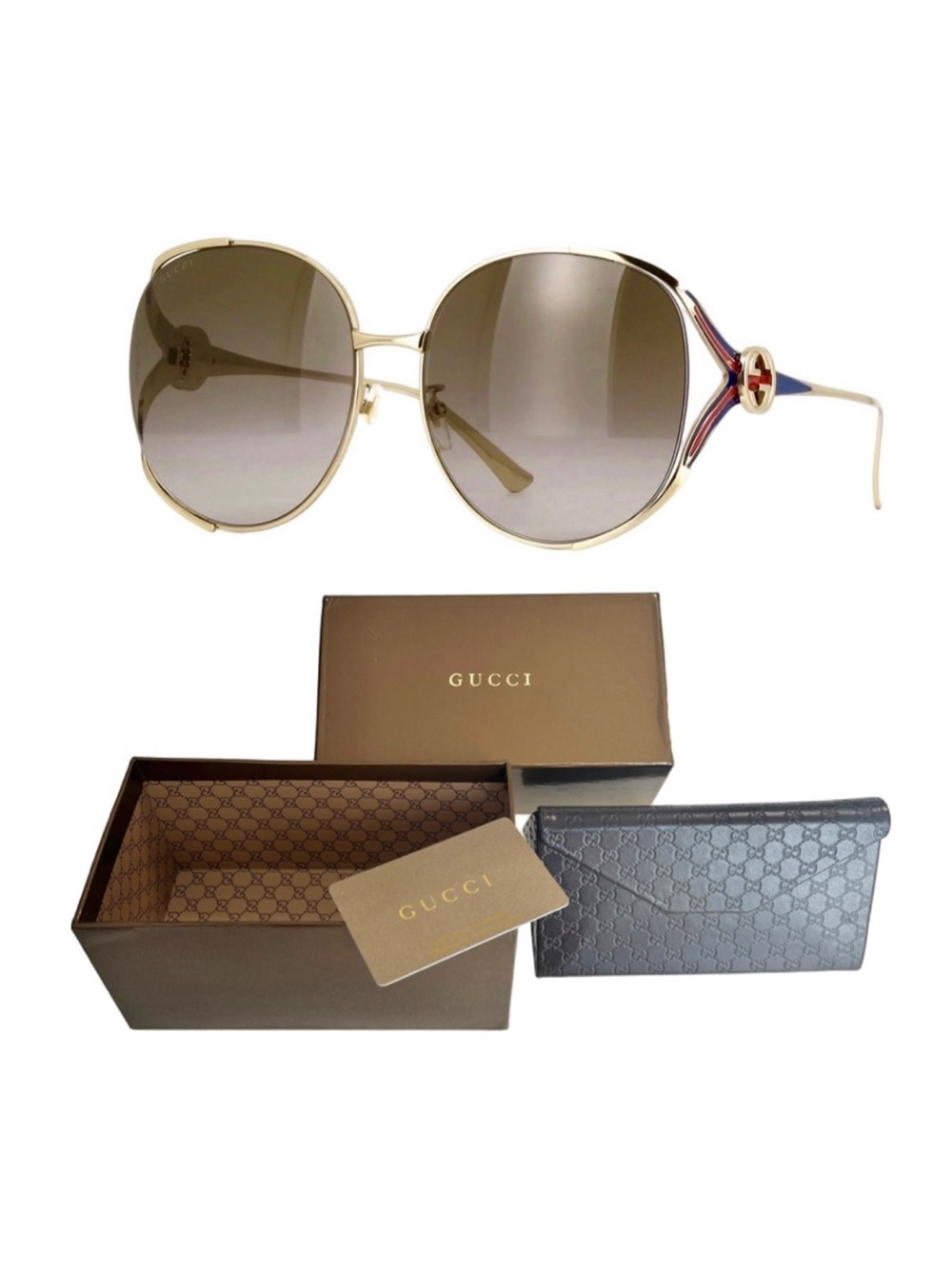 Gucci Oversized Sunglasses GG0225S
002 EUC